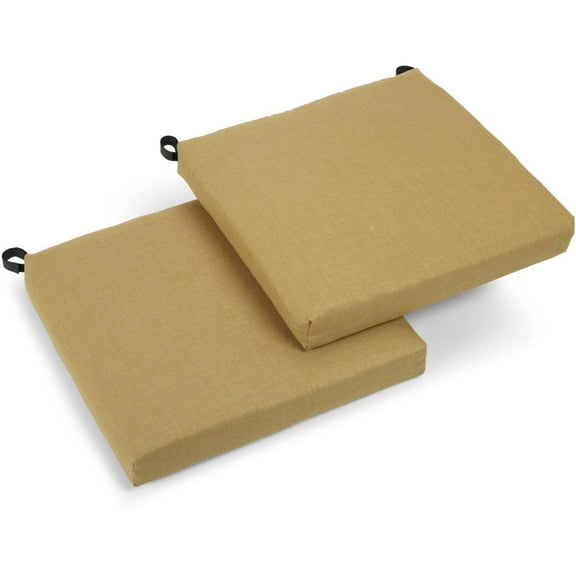 20-inch by 19-inch Spun Polyester Chair Cushion (Set of Two)-Color:Wheat