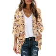 thumbnail image 2 of Ketyyh-chn99 Short Sleeve Cardigans for Women Short Sleeve Cropped Cardigans Chiffon Women Tops Yellow,S, 2 of 4