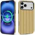 thumbnail image 4 of for iPhone 17 Pro Max Case,Compatible with MagSafe,Cute Striped Phone Case Shockproof Soft TPU and Hard PC Protective Phone Cover for Women Girls,Brownish Beige Stripes, 4 of 5
