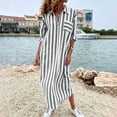 thumbnail image 4 of IUYRTFE Women's Striped Button Down Shirt Dress Long Sleeve Collared Maxi Dress with Pockets Loose Fit Casual Long Gown, 4 of 6