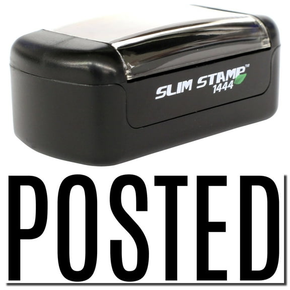 Slim Pre-Inked Narrow Posted Stamp, Slim 1444, Ultra Slim Design, Impression Size 1/2" by 1-3/4", Up to 25,000 Impressions - Black Ink
