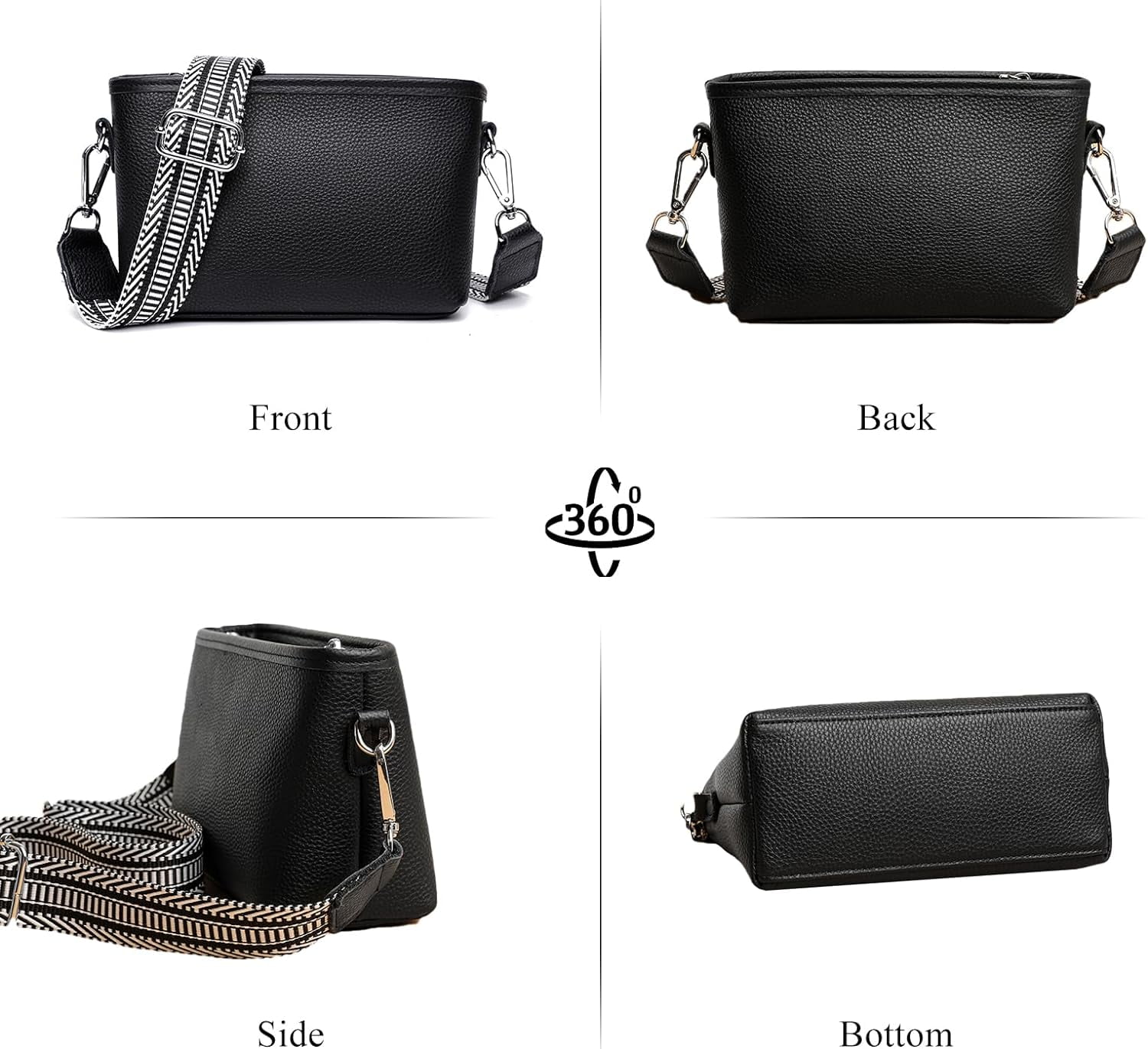 HMSHA Crossbody Bags for Women, Trendy Leather Crossbody Camera Bag Purse with Guitar Strap Small Shoulder Handbag