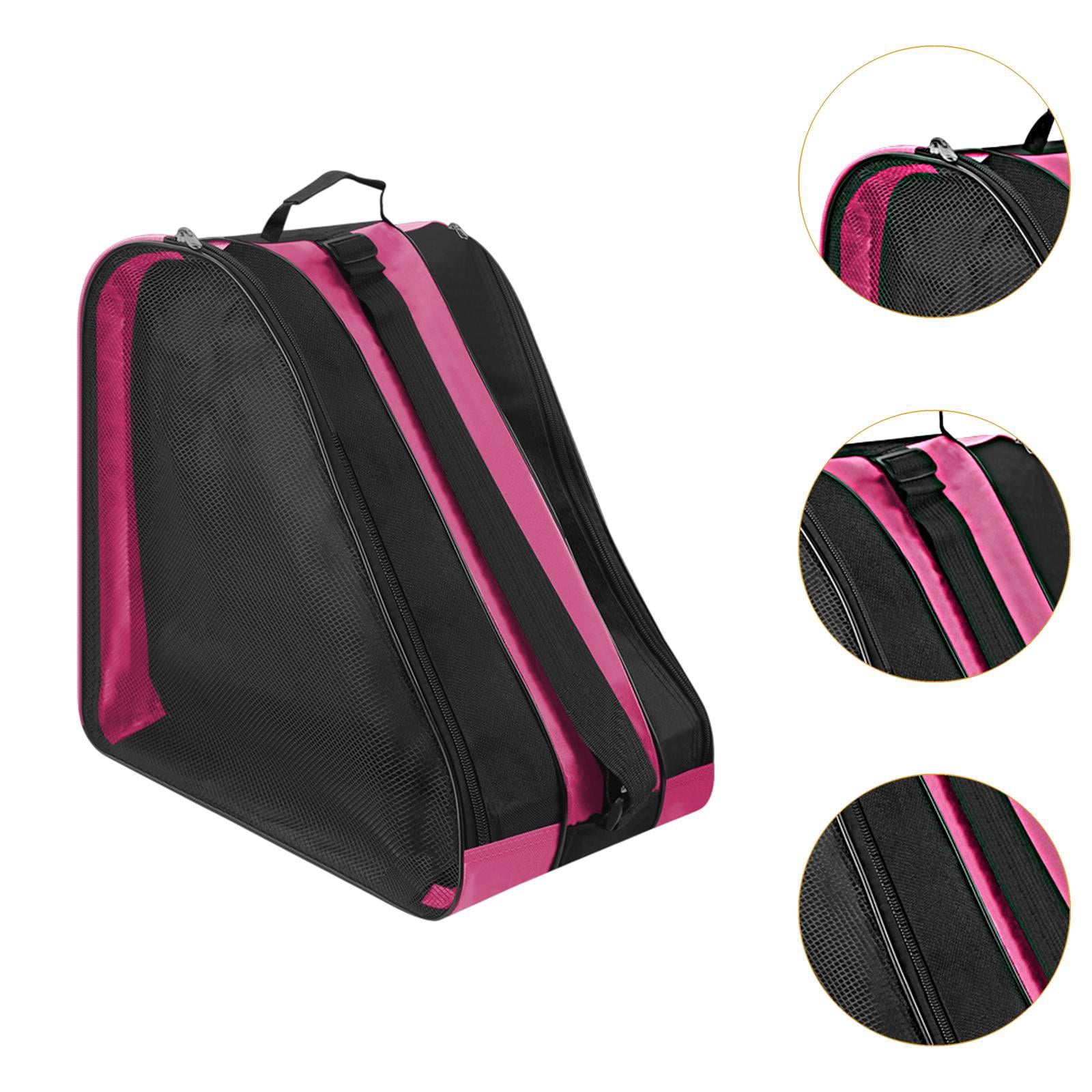 harayaa Roller Skate Bag Ice Skate Bag Load Bearing for Girls Boys Skating Shoes Storage Pink
