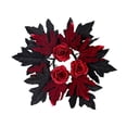 thumbnail image 3 of AZXY Halloween Gothic Candle Ring Wreath, Artificial Black Red Maple Leaf Candle Holder Ring with Red Roses, Mini Round Table Centerpiece Wreath for Indoor Mantel Dining Table Halloween Party Decor, 3 of 7