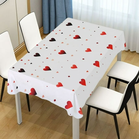 

ALAZA Love Heart Polka Dots Rectangle Tablecloth Tablecover Dinning Table Cloth 60 x90