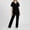 Black, variant on Kctiaxy Scrubs for Women Set Solid Color Short Sleeves V-Neck Blouses with Double Pockets & Elastic Waist Straight Leg Scrub Pants Nursing Uniform Set