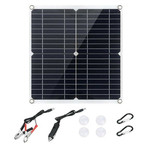 Mistaha Portable Single Crystal Silicon Solar Panel Kit with 18V 12W~15W Output, Dual USB Ports, DC5521 Connector for 5V Devices Charging, Suitable for 12V Battery Charging on Cars, Boats - Complete