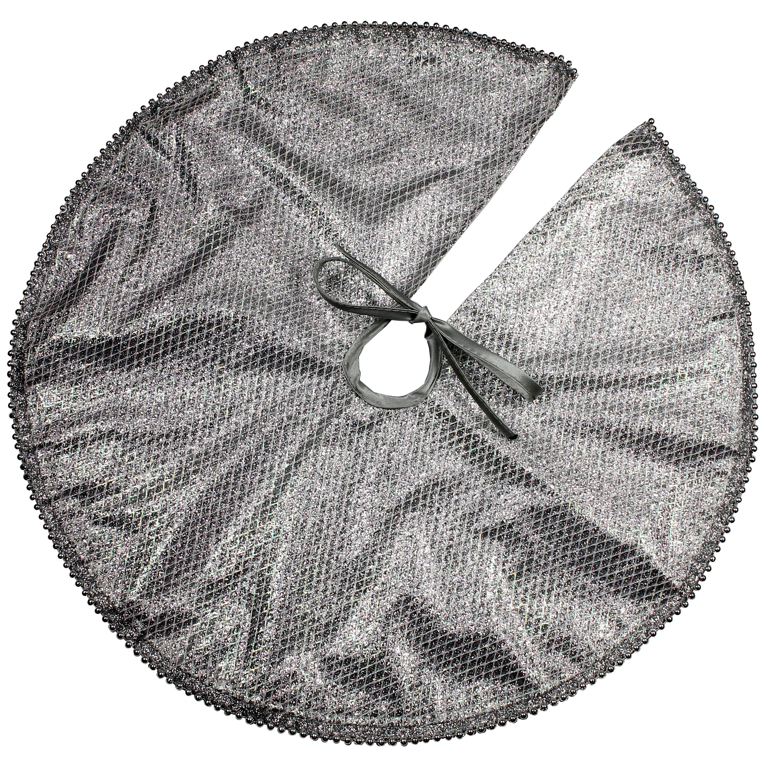 HOLIDAY TIME SILVER MINI TREE SKIRT, 18 INCH