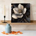 thumbnail image 3 of Ships Next Day Canvas Wall Art 12"x12",Black Gold Flower Wood Framed Canvas Print Painting,Gradient Luxurious Floral Botanical Ready to Hang Small Picture Wall Decor for Kitchen Dining Room Office, 3 of 9