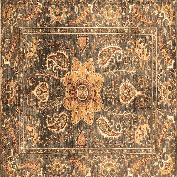 Ahgly Company Indoor Square Abstract Brown Modern Area Rugs, 4' Square