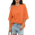thumbnail image 5 of beishanbush Summer Sales Saving $10 Summer T Shirts Women's Oversized T-Shirt,Half Sleeve Boxy Neck Loose Overcut Shoulders Casual Under $10, 5 of 8