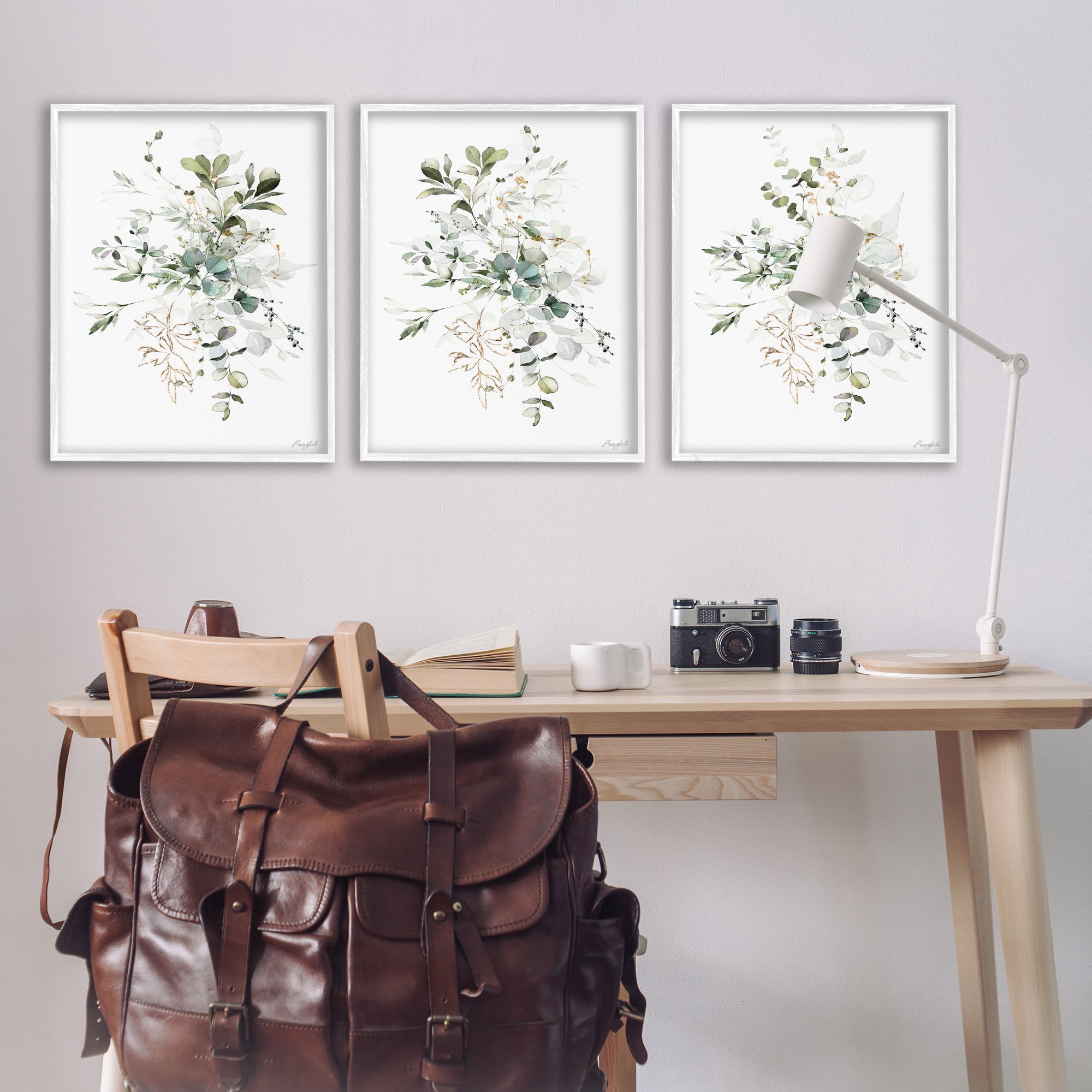 Stupell Industries Herbal Botanicals Pattern Botanical & Floral Painting White Framed Art Print Wall Art, 24 x 30, Set of 3