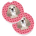 thumbnail image 1 of Cocker Spaniel Hearts Cup Holder Car Coasters - Set of 2, 1 of 1