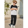 thumbnail image 4 of Arshiner Boy's Pants Set - 2 Piece ColorBlock Short Sleeve T-Shirt and Active Pants - Casual Clothing Outfits, 4 of 7