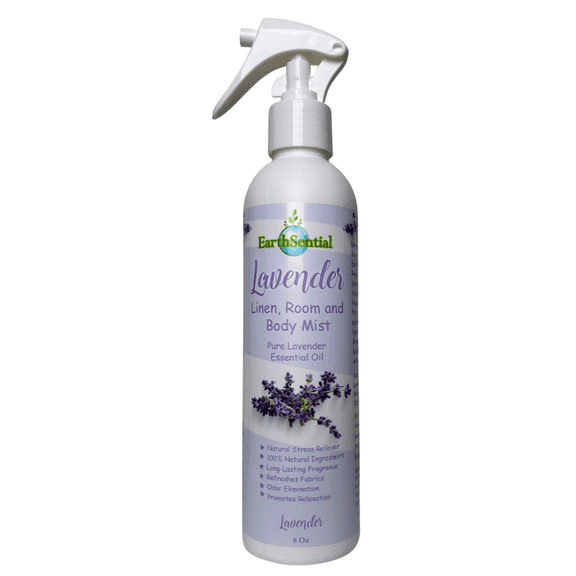 EarthSential All Natural Lavender Room Spray, Plant-Based Air Freshener for Home, Linen & Fabric Mist, No Harsh Chemicals, 8 oz