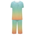 thumbnail image 3 of fatyb Women's Capri Pajama Sets Summer Comfy Short Sleeve Tops and Capris Pants Pjs Sleepwear with Pockets, 3 of 4