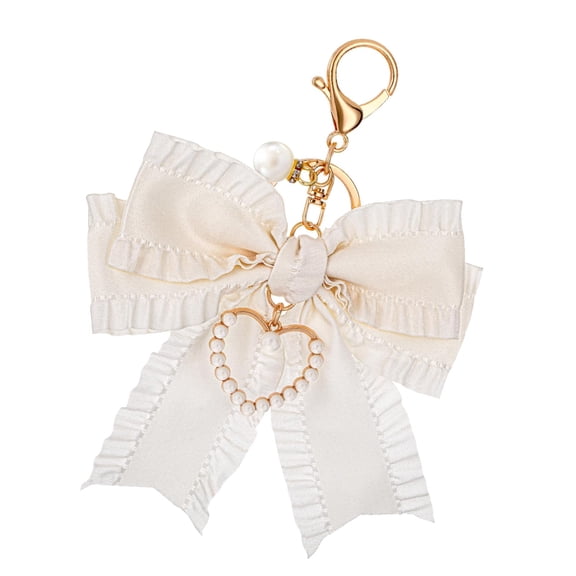 Bow Purse Keychain Charm Bow Keychain Bag Charms for Women, Bow Keychain Pearl Wristlet Keychain Backpack Charm Keychain Cute Handbag Purse Charms Accessories Charms for Purses Key Chains Car Keys