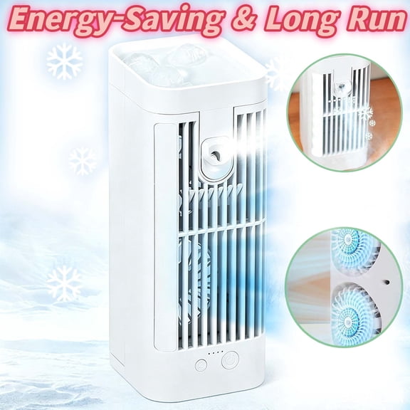 Portable Air Coolers, Blow Cold Air for Bedroom Inside Outside, Portable Air-Conditioner, Add Ice is Small Conditioning Ice Mist Type, Cool Instant, Quiet Desk Bladeless Fan