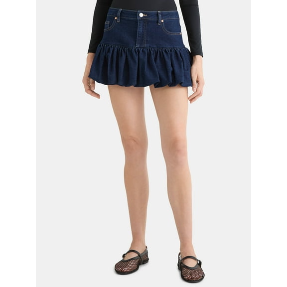 Madden NYC Denim Bubble Skirt,Womens