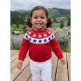 thumbnail image 5 of BemeyourBBs Toddler Baby Girl Boy Patriotic American Flag Sweater 4th of July Outfits Crewneck Long Sleeve Stars Pullover Warm Knit Sweaters Tops Spring Fall Winter Clothes, 5 of 9