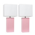 thumbnail image 1 of Elegant Designs 2 Pack Modern Leather Table Lamps with White Fabric Shades, 1 of 5