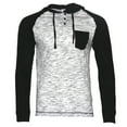 thumbnail image 4 of Men's Long Sleeve Shirt Two Tone Casual Drawstring Pullover 1/4 Button Hooded, Dark Grey Black, S, 4 of 7