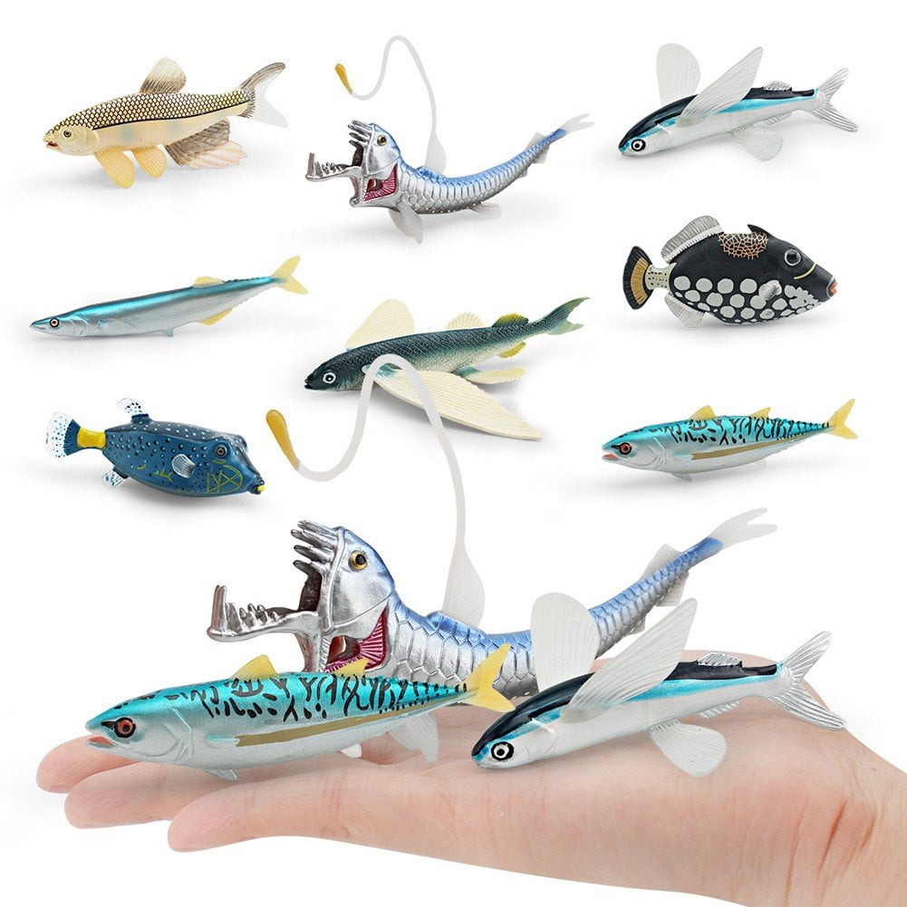 Jiibva 8PCS Marine Animal Models Deep Sea Animal Figurines Desktop Simulation Sea Fish Model Figures for Party Favor