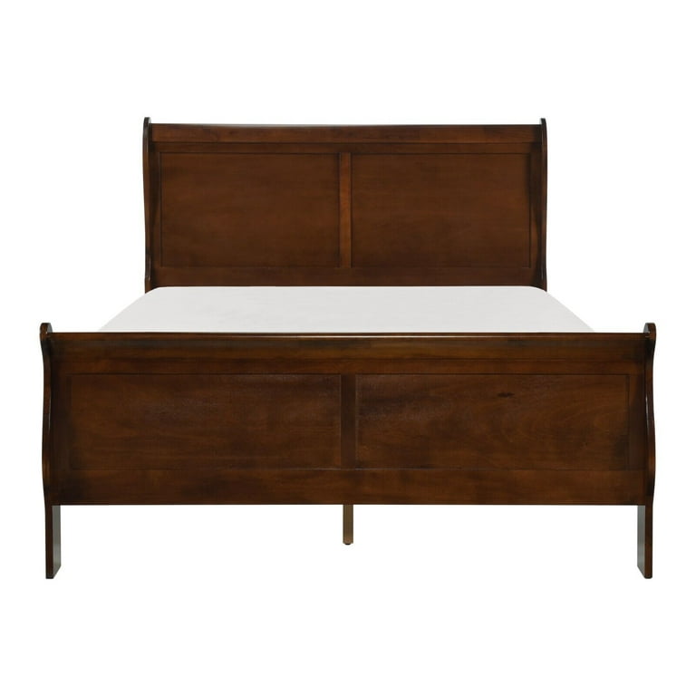 Louis Philippe Style Bedroom 3PC Set California King Size Bed 2x Nightstands Brown Cherry Finish Classic Bedroom Furniture, Size: 75