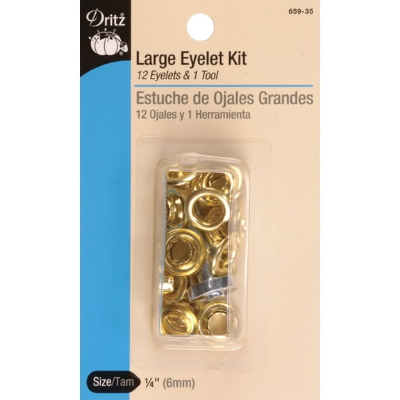 Dritz Eyelet Kit: Gold, 6mm, 12 Pieces
