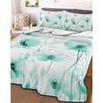 thumbnail image 3 of Quilts King Size, Teal Spring Floral Soft Comforter Bedding Set for Bed, Summer Botanical Watercolor Vintage Lightweight Quilted Bedspread with Pillow Cover(2 Pieces) for All Season, 96x106 Inch, 3 of 6