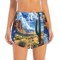 thumbnail image 2 of Gukieu Western Desert Cactus Print Women's Sports Shorts with Drawstring Elastic Waistband for Running, Yoga, Fitness-Large, 2 of 7