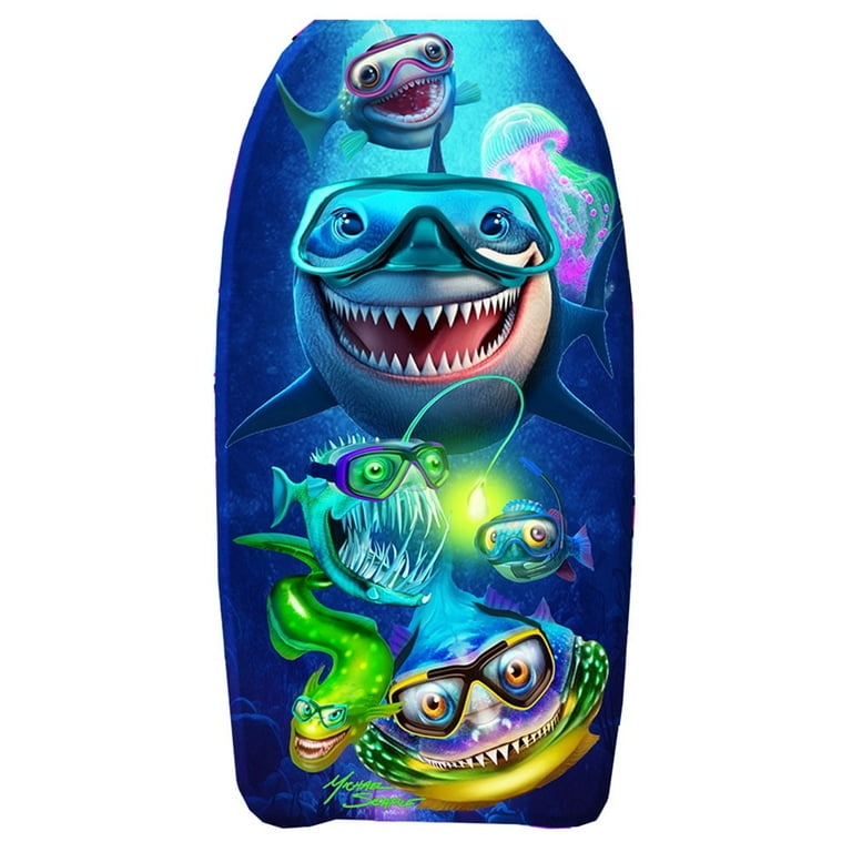 PMU 33 Inch Shark and Fishes Printed Bodyboard - Lightweight PMU 33 Inch Shark and Fishes Printed Bodyboard - Lightweight