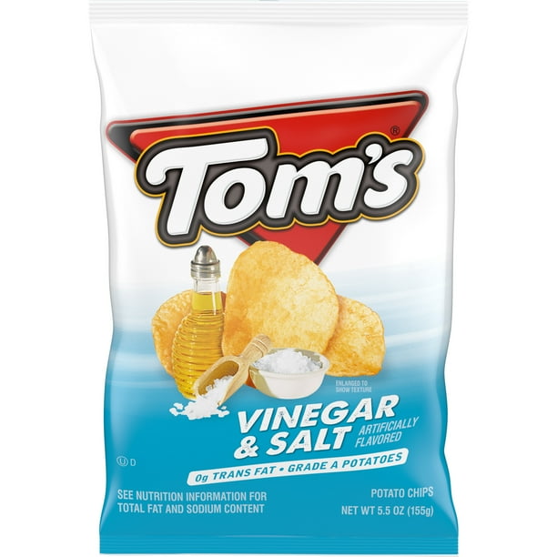 Tom's Potato Chips, Vinegar and Salt, 5.5 oz Snack Bag