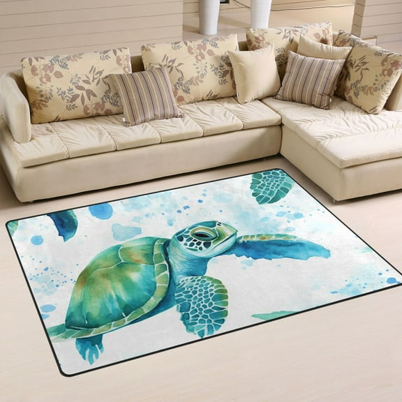Turtles Area Rug Washable Floor Carpet Mat 60 x 39 inch for Bedroom Living Room Kids Room Home Decor