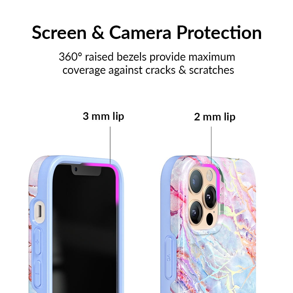 Velvet Caviar for iPhone 13 Pro Case Compatible with MagSafe - Cute Protective Phone Cases for Women - Iridescent Holographic Pink Blue Marble