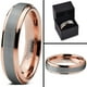 Tungsten Wedding Band Ring 4mm for Men Women Comfort Fit 18K Rose Gold Plated Beveled Edge Brushed Polished Lifetime Guarantee – image 5 sur 5