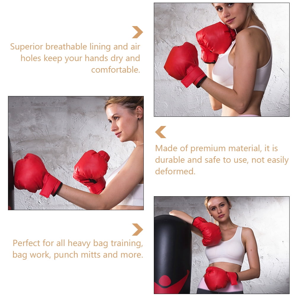 3 Pairs Boxing Gloves Hand Wraps Sparring Kit Kids Mittens The Fitness Child Red
