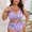 Purple, variant on Plus Size Colorful Leopard Print Two Piece High Waist Bikini Set, Front Drawstring Ruched Crop Tank Top Tummy Control Bathing Suit for Curvy Women Beach Spa Vacation