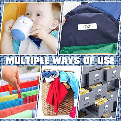 Tekola 300 Pcs Clothing Labels for Nursing Homes No Iron Fabric Labels with 2 Pcs Permanent Fabric Markers Washable Name Laundry Stickers for Camp Laundry Shop(Rectangle,1.2 x 0.6 Inch)