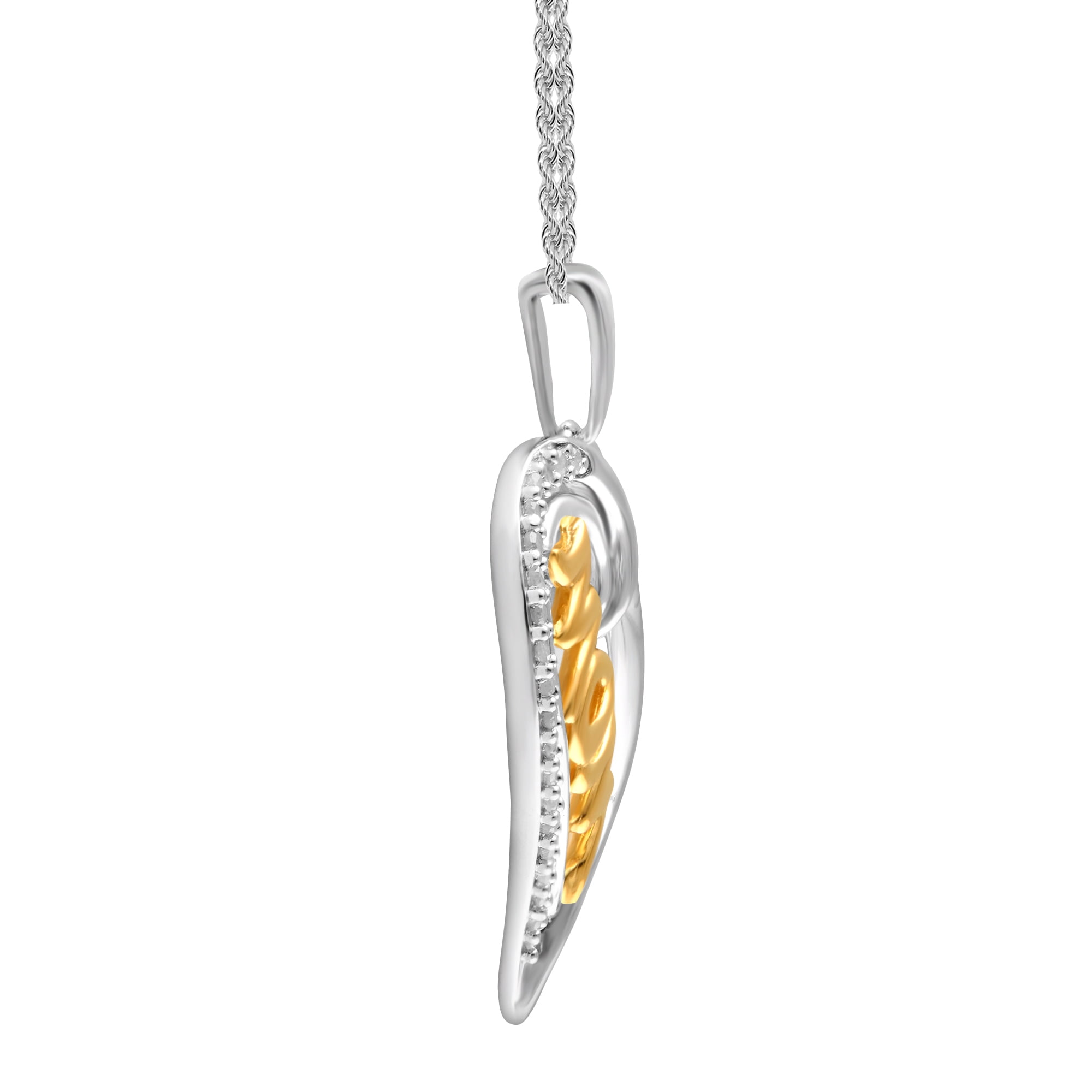 Arista Diamond Accent MOM Pendant Necklace in Two Tone Sterling Silver, 18"
