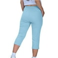 thumbnail image 6 of Frostluinai Yoga Capris for Womens High Waist Straight Leg Pants Stretch Slim Fit Capris Solid Color Gym Trousers Slit Hem Capris with Pocket, 6 of 8