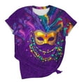 thumbnail image 6 of Erwazi Mardi Gras T-Shirt for Women Graphic Printed Short Sleeve Crew Neck Carnival Party Shirt Top, 6 of 6