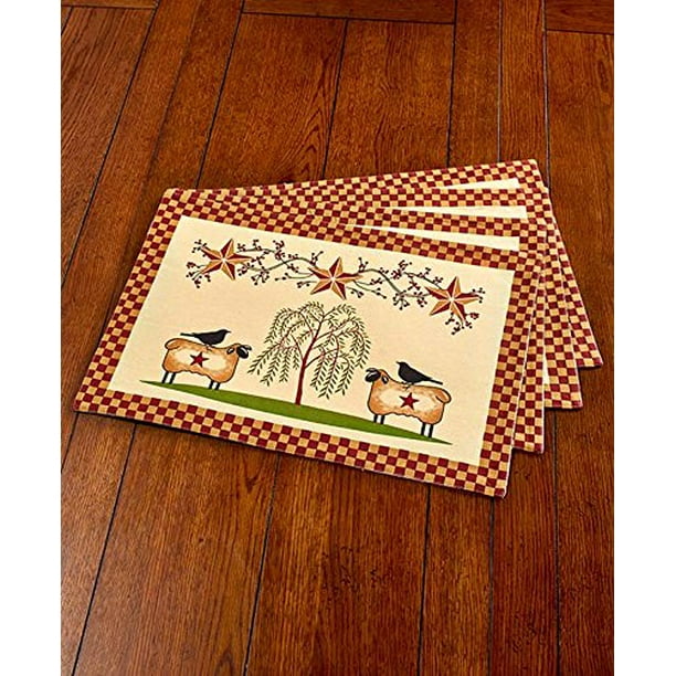 Set of 4 Primitive Americanainspired Willow Placemats