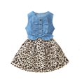 thumbnail image 1 of Vestido de malla de mezclilla para niñas bebés Vestido de fiesta de primavera y verano con cinturón Conjunto de ropa informal floral para niños Trajes de moda para niños pequeños 12-18M (Etiqueta 80) Gao Jinjia LED, 1 of 2
