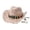Beige, variant on Boho Western Straw Cowboy Hat for Women, Beaded Band with Chin Strap, Panama Style UV Protection Sun Hat, 1 Piece, One Size
