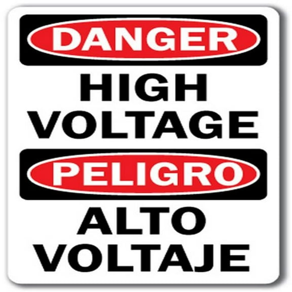 Danger Sign - High Voltage (Bilingual) - 14" x 10" OSHA Safety Sign