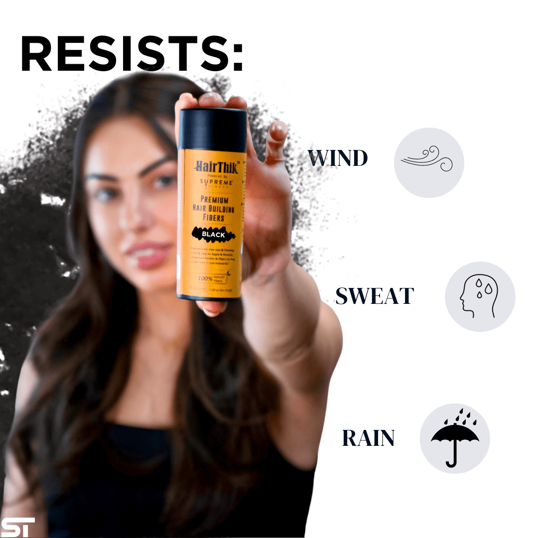 HairThik Hair Building Fibers - Instantly Fill in Fine or Thinning Hair for Thicker, Fuller-Looking Hair for Men & Women – Hair Thinning & Balding solution | BLACK, 25 Grams - HFR/25B