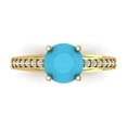 thumbnail image 2 of 2.21ct round cut turquoise 14k yellow gold Bridal Wedding Engagement Promise Anniversary Ring for Women size 4.25, 2 of 7