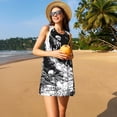 thumbnail image 3 of Easygdp Skeleton Wave Artwork para Vestido Transpirable de Mujer, Vestido Suelto de Manga Corta con Pliegues y Bolsillos para el Verano, 3 of 7