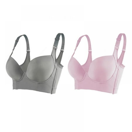 

Push up Bra Plus Size Women Support Back Fat - Seven-breasted Oversized Gathered Ultra-Soft and Breathable Comfortable Smoothing Bra(2-Packs)